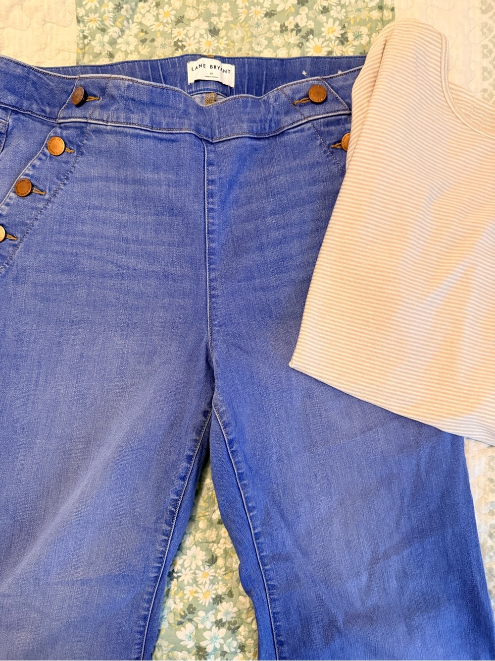 Lane Bryant Blue Sailor-Button High-Rise Jeans